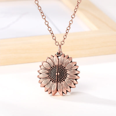 18K Non Tarnish Sunflower Necklace, You Are My Sunshine Necklace