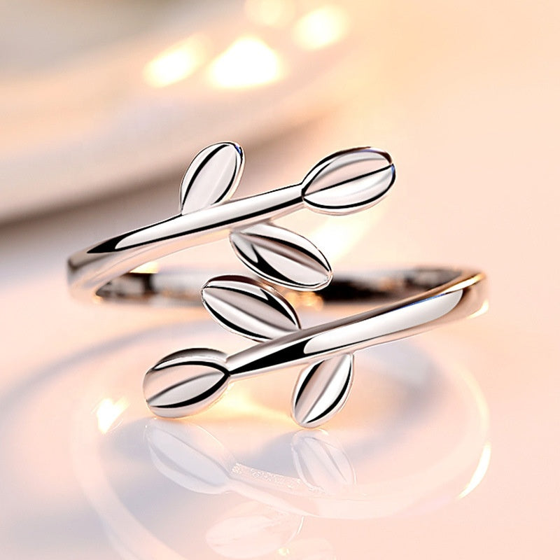 •LEAF WRAP• adjustable recycled silver ring
