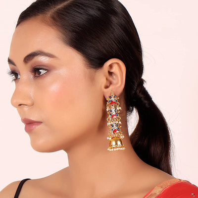 Gorgeous Gold Plated Long Jhumka Earrings