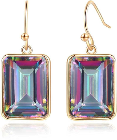 Pure Dainty Radiant Cut Colorful Crystal Gemstone Earring