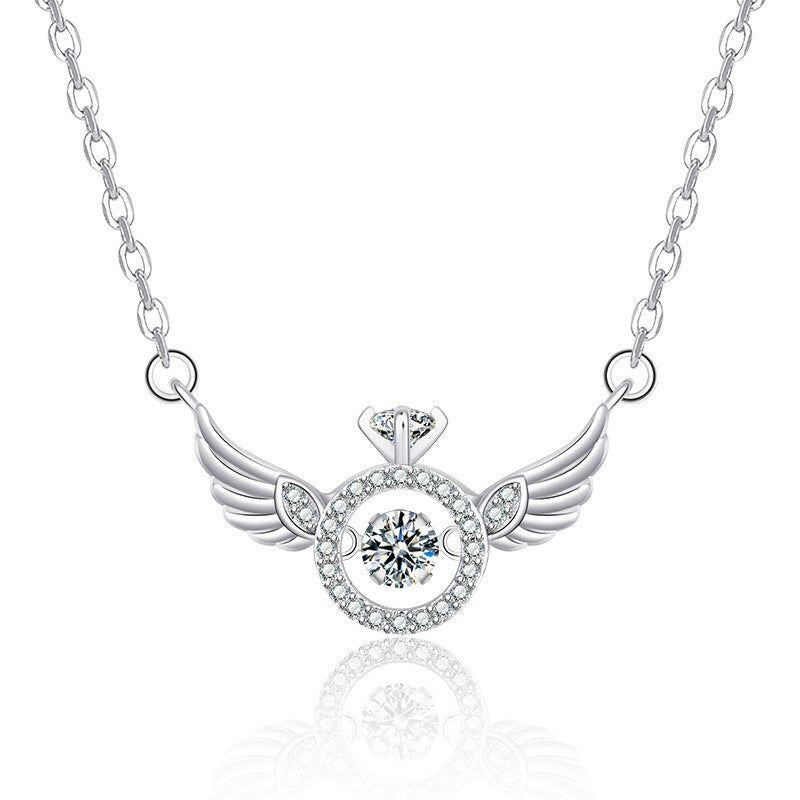 18K Gold & Silver Plated Angel Wings Smart Clavicle Necklace Advanced Feeling Versatile Beating Necklace