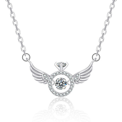 18K Gold & Silver Plated Angel Wings Smart Clavicle Necklace Advanced Feeling Versatile Beating Necklace