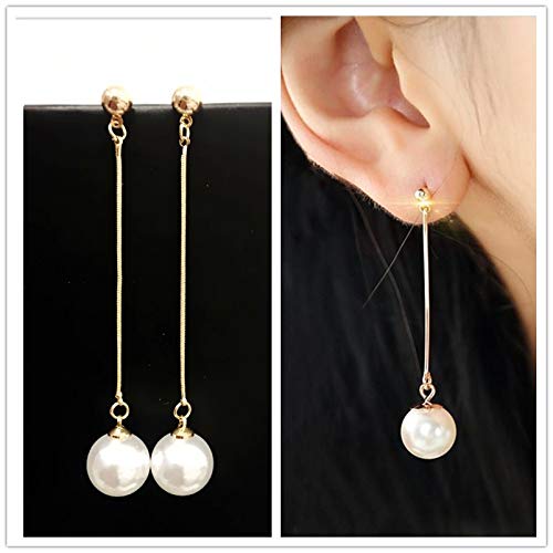 Gold Color Pendants Long Tassel Simulated Pearl Drop Earrings