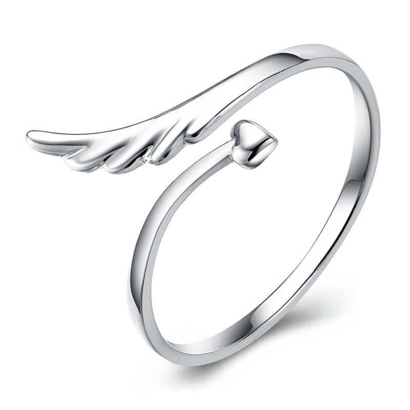 Minimalist Design 925 Sterling Silver Rhodium Plated Custom Wing Leaf Open Ring