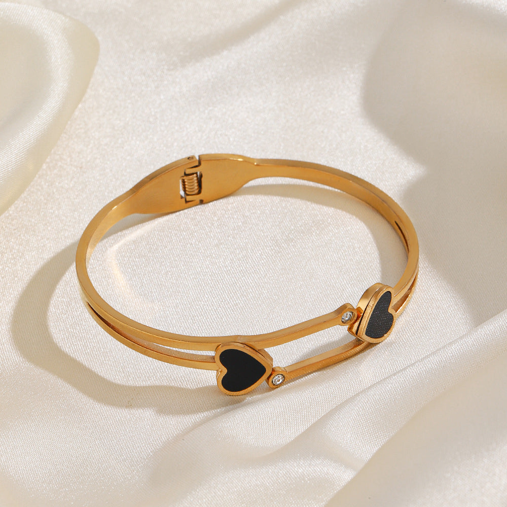 18K Gold Plated Double Heart Bracelet