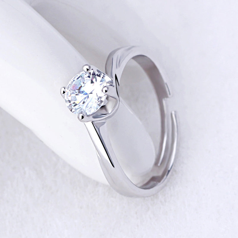 Cubic Zirconia Ring Plated 18K White Gold Charm Women Custom Ring