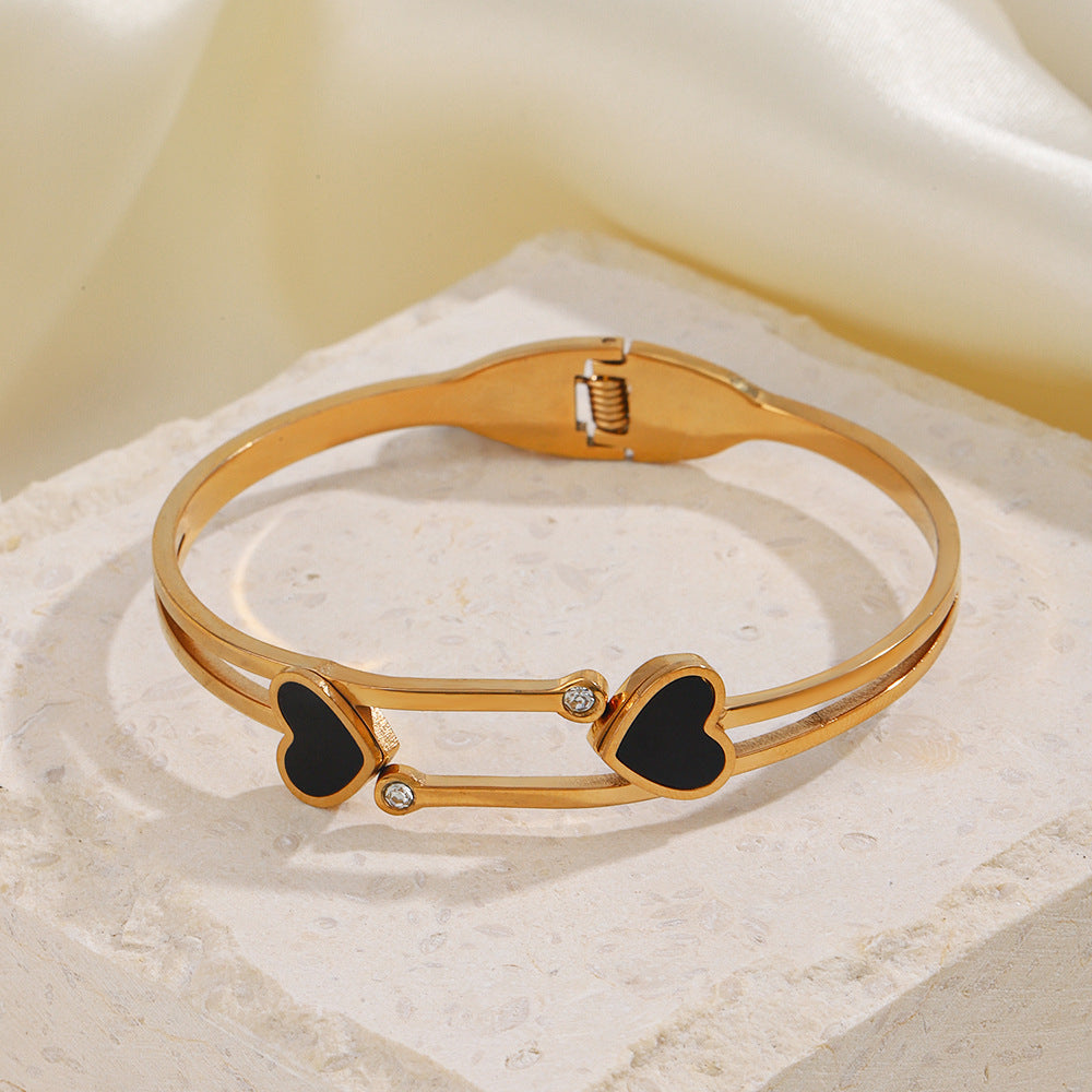 18K Gold Plated Double Heart Bracelet