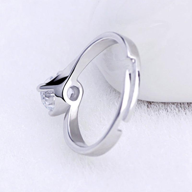 Cubic Zirconia Ring Plated 18K White Gold Charm Women Custom Ring