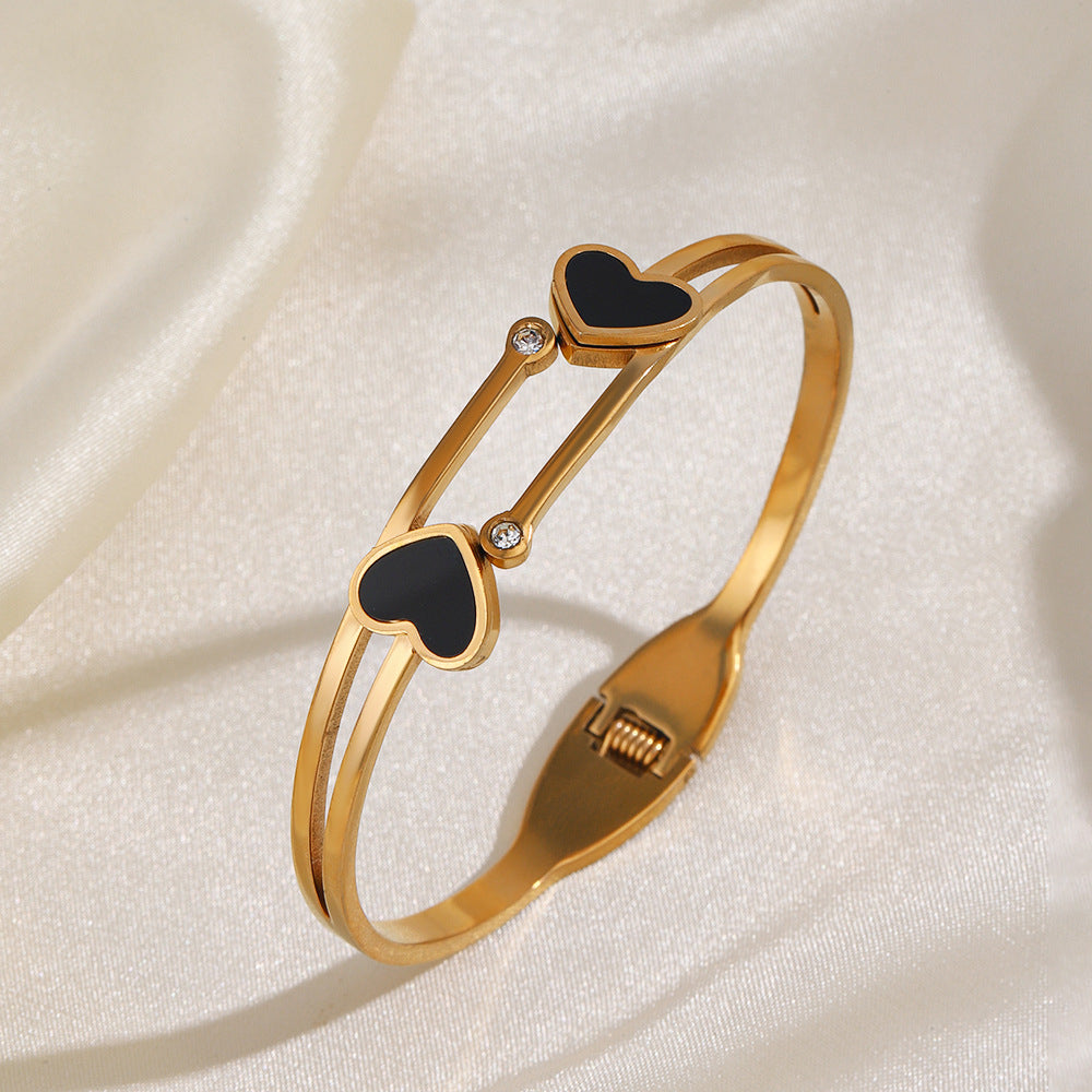 18K Gold Plated Double Heart Bracelet