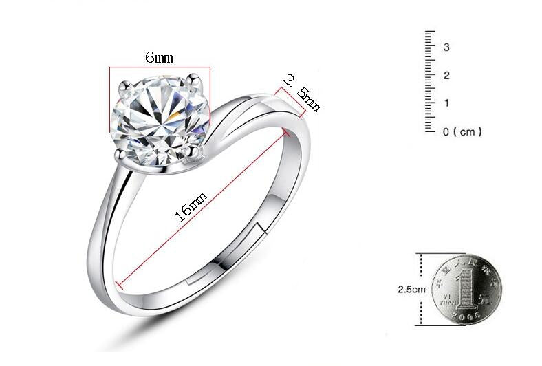 Cubic Zirconia Ring Plated 18K White Gold Charm Women Custom Ring