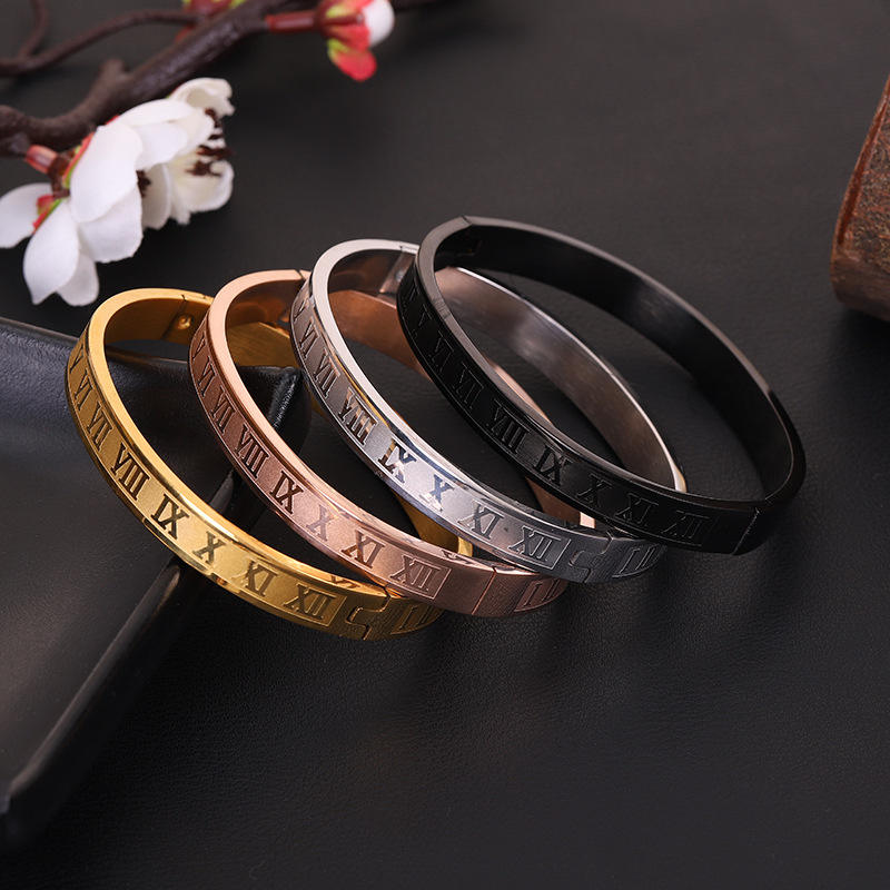 18k Gold Plated Stainless Steel Bracelets Roman Numerals