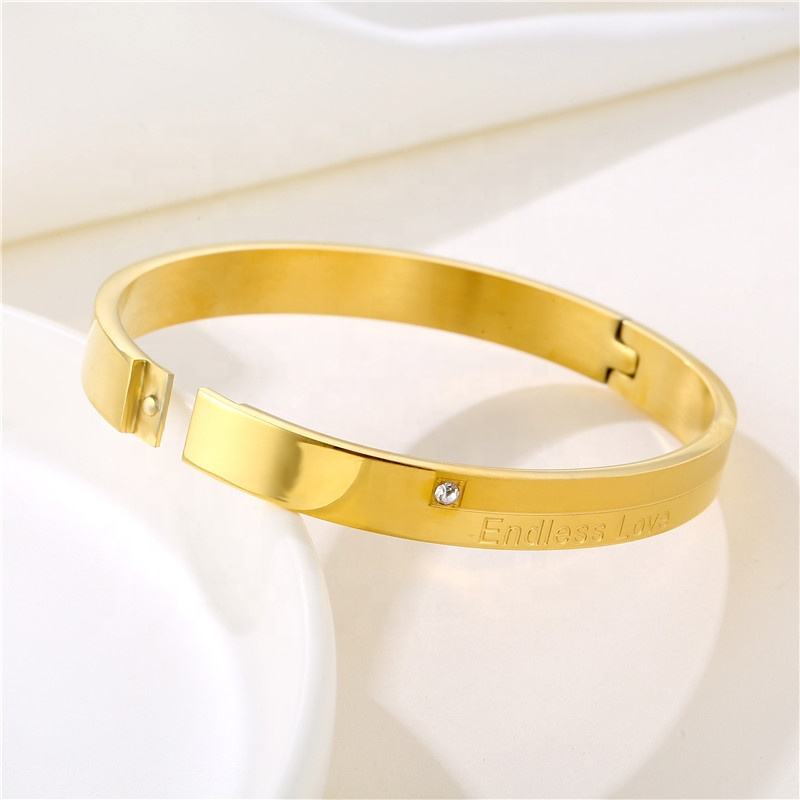 18K Gold Plated Titanium Steel Endless Love Men's Bracelet ( Openable)