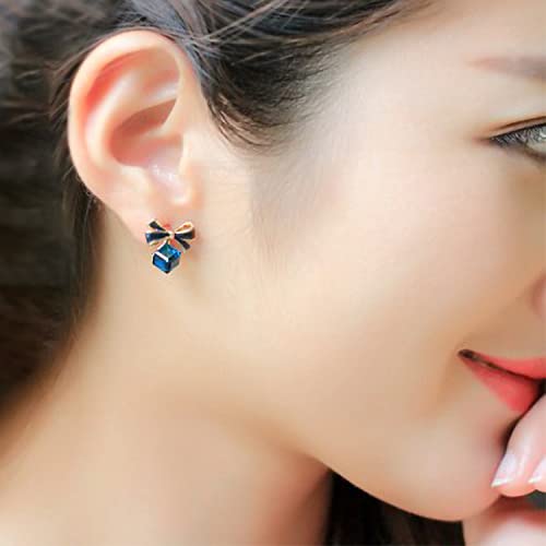 Stud Earrings Mini Blue Hexagon Crystal Drop Earrings For Women