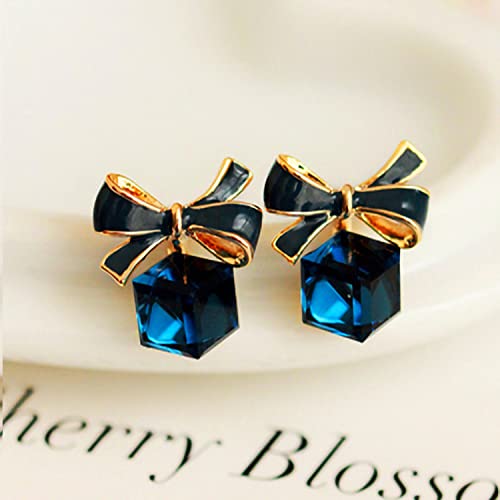 Stud Earrings Mini Blue Hexagon Crystal Drop Earrings For Women