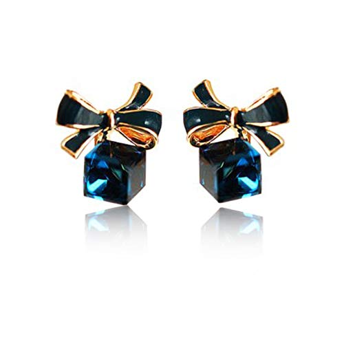 Stud Earrings Mini Blue Hexagon Crystal Drop Earrings For Women