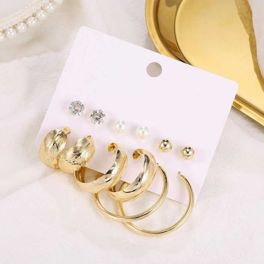 Women Pearl Stud Brass Earring Combo Pack