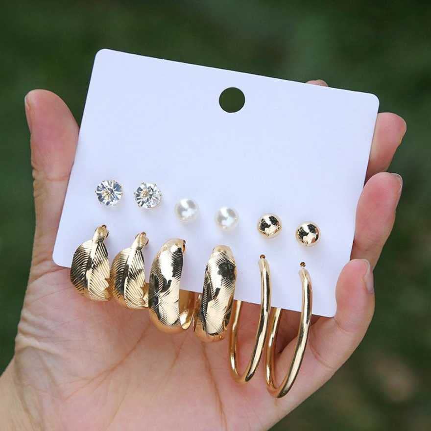 Women Pearl Stud Brass Earring Combo Pack