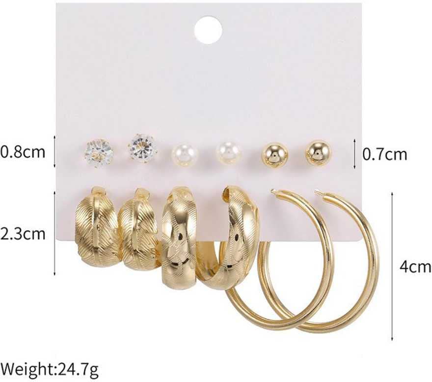 Women Pearl Stud Brass Earring Combo Pack