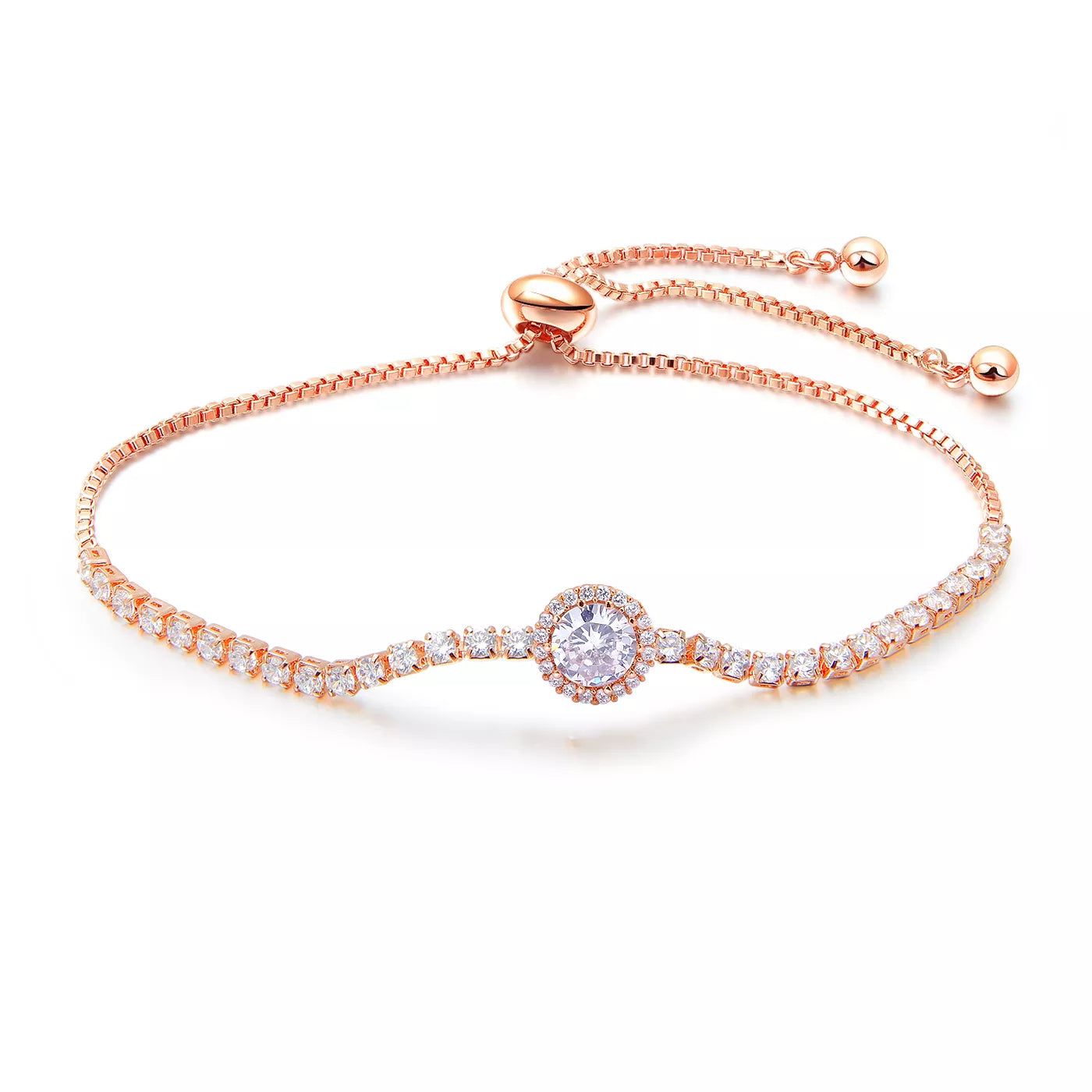 Adjustable 3mm Rose Gold d blue moissanite Diamond Tennis Chain bracelet