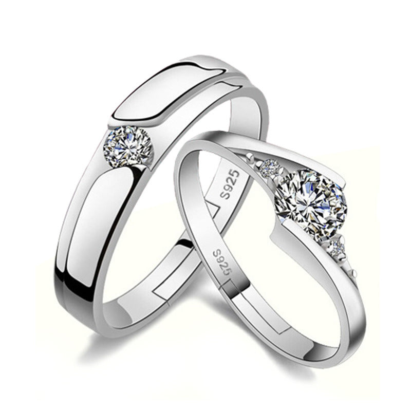 925 STERLING SILVE ROMANTIC COUPLE RING (Adjustable)