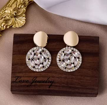 CZ Round Earring 14K Gold Plated Crystal Round Stud Earring