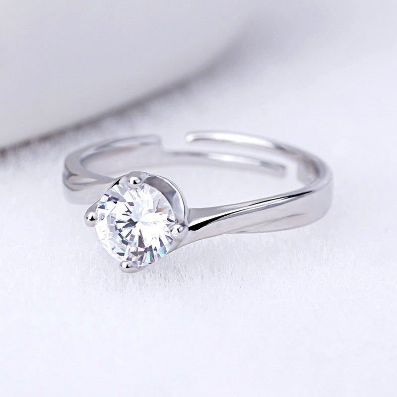 925 Sterling Silver Crystal Ring for girls & women (Adjustable)