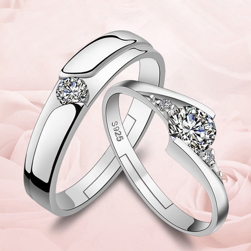 925 STERLING SILVE ROMANTIC COUPLE RING (Adjustable)