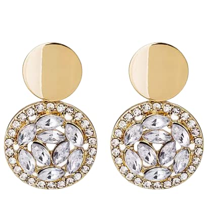 CZ Round Earring 14K Gold Plated Crystal Round Stud Earring