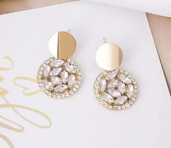 CZ Round Earring 14K Gold Plated Crystal Round Stud Earring