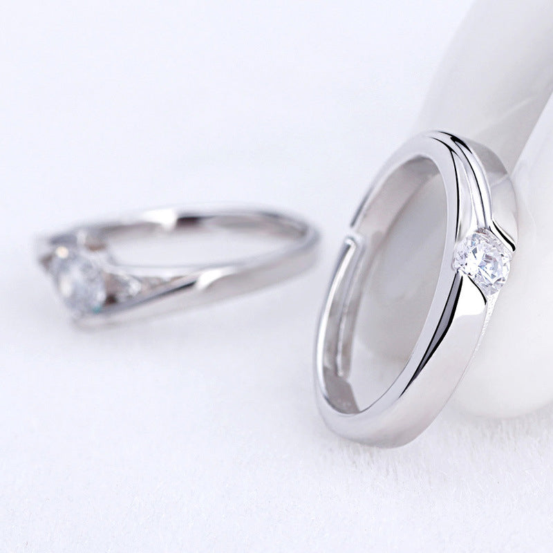 925 STERLING SILVE ROMANTIC COUPLE RING (Adjustable)