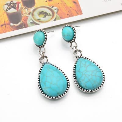 American exaggerated Turquoise Earrings retro fashionable Water Drop Earrings