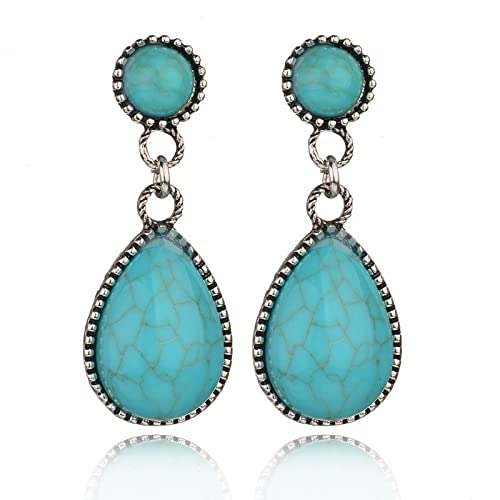 American exaggerated Turquoise Earrings retro fashionable Water Drop Earrings