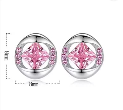 Pink Zircon Stud Earrings for Lady Silver Stud Earrings - Brass Stud Earring