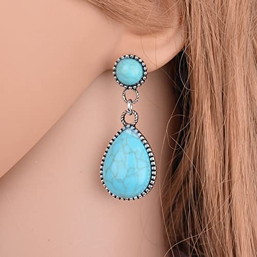 American exaggerated Turquoise Earrings retro fashionable Water Drop Earrings