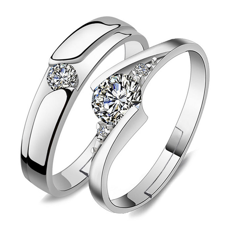 925 STERLING SILVE ROMANTIC COUPLE RING (Adjustable)