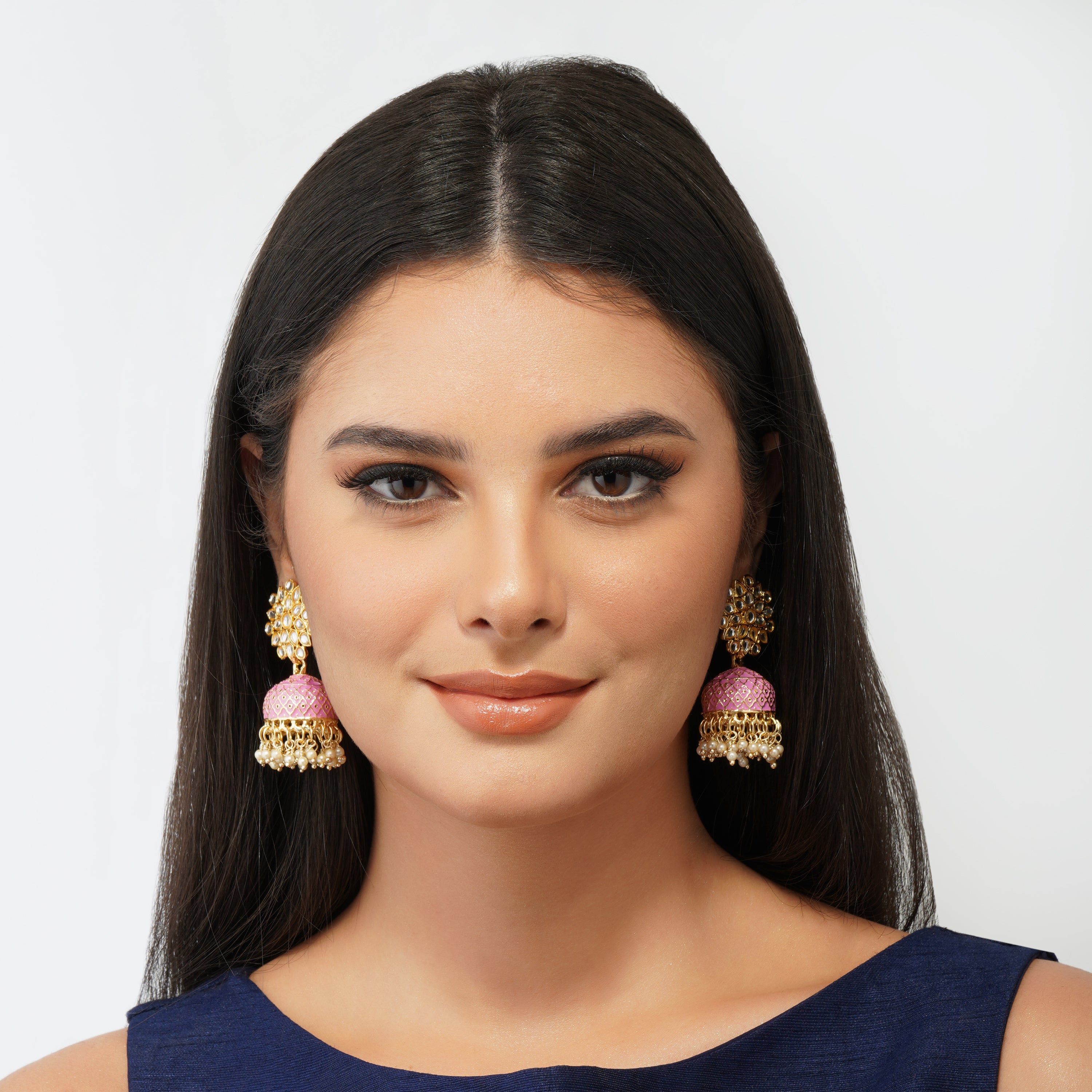 Gold Plated Brass Kundan Stones Earrings