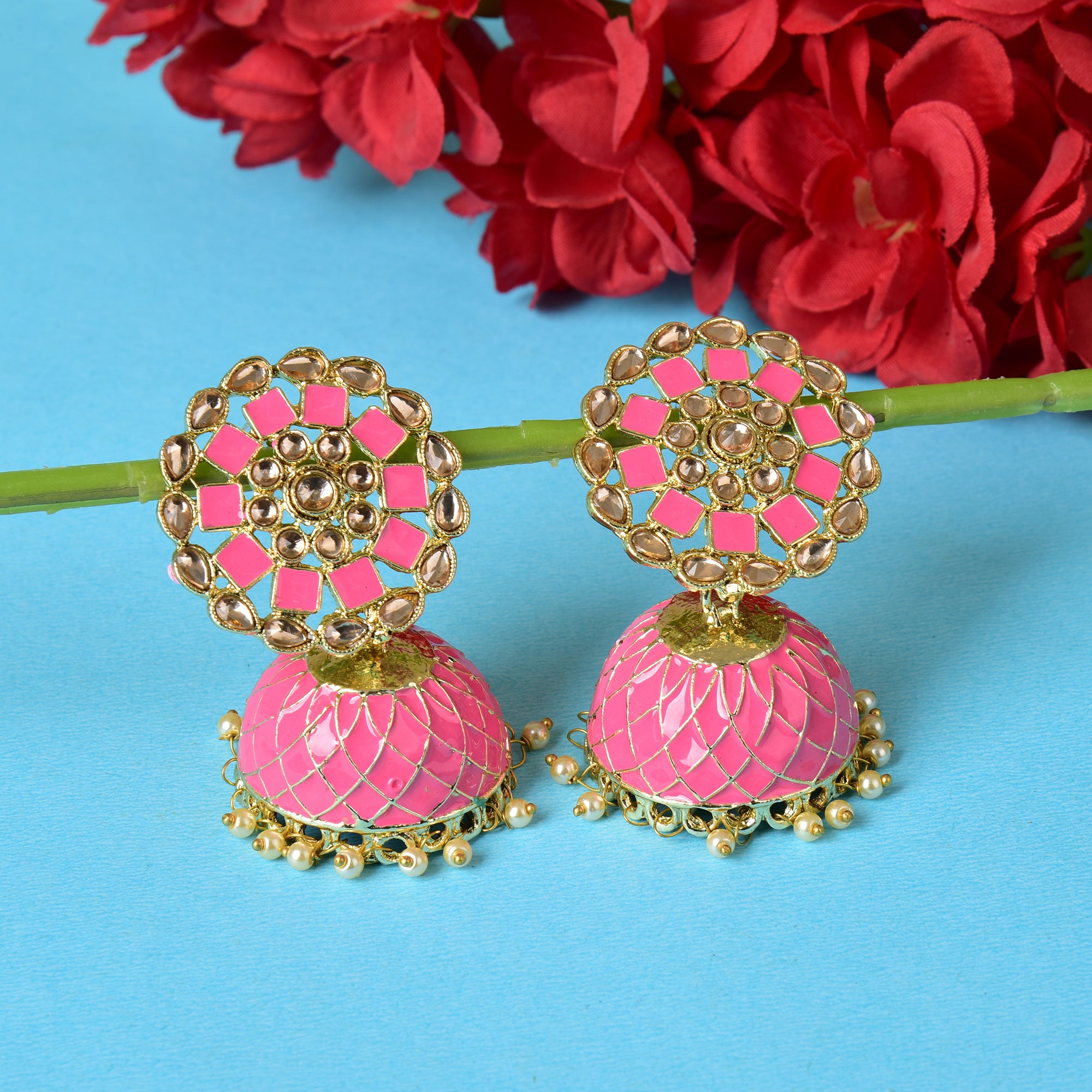 Beautifully Enamelled Traditional Jhumki Earring