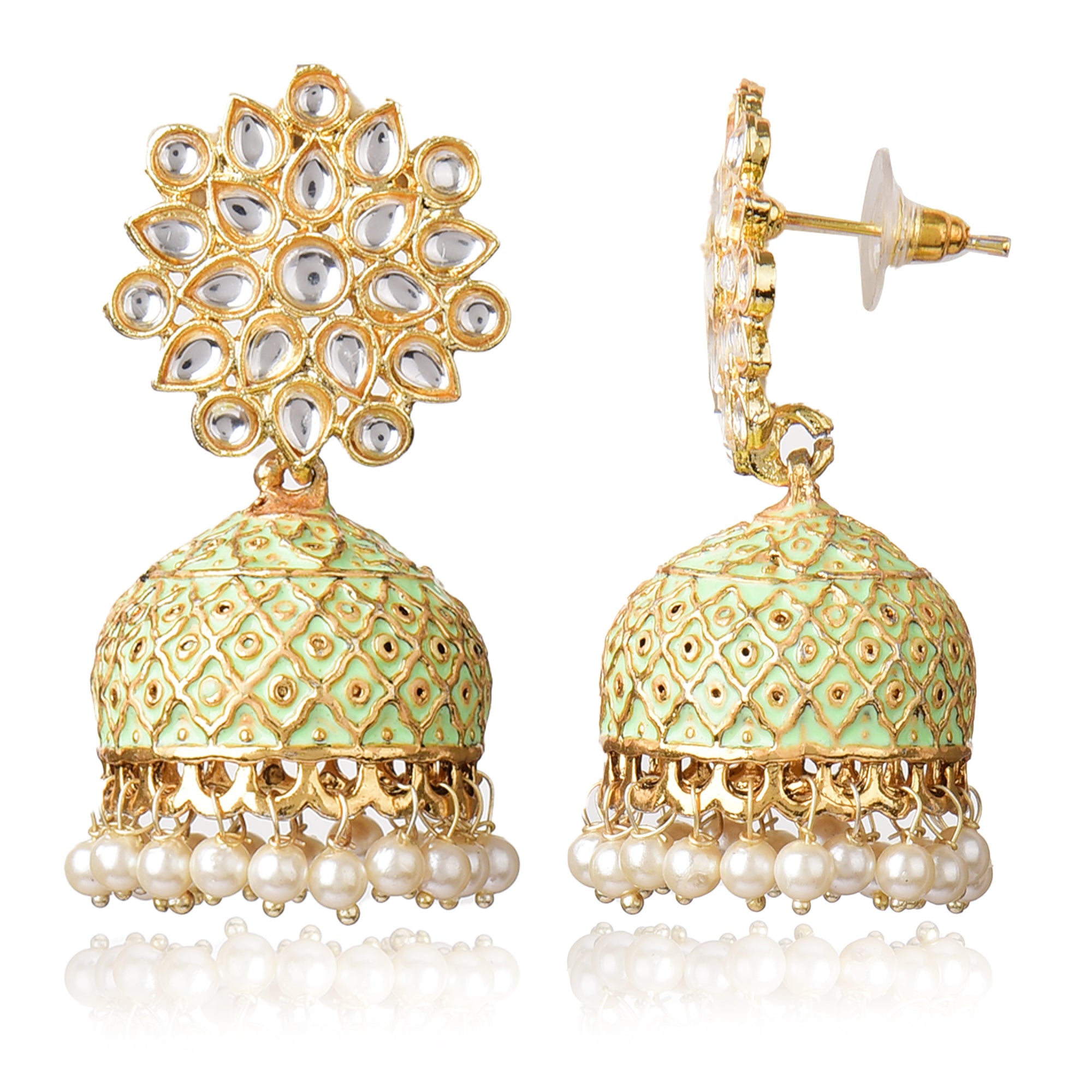 Gold Plated Brass Kundan Stones Earrings