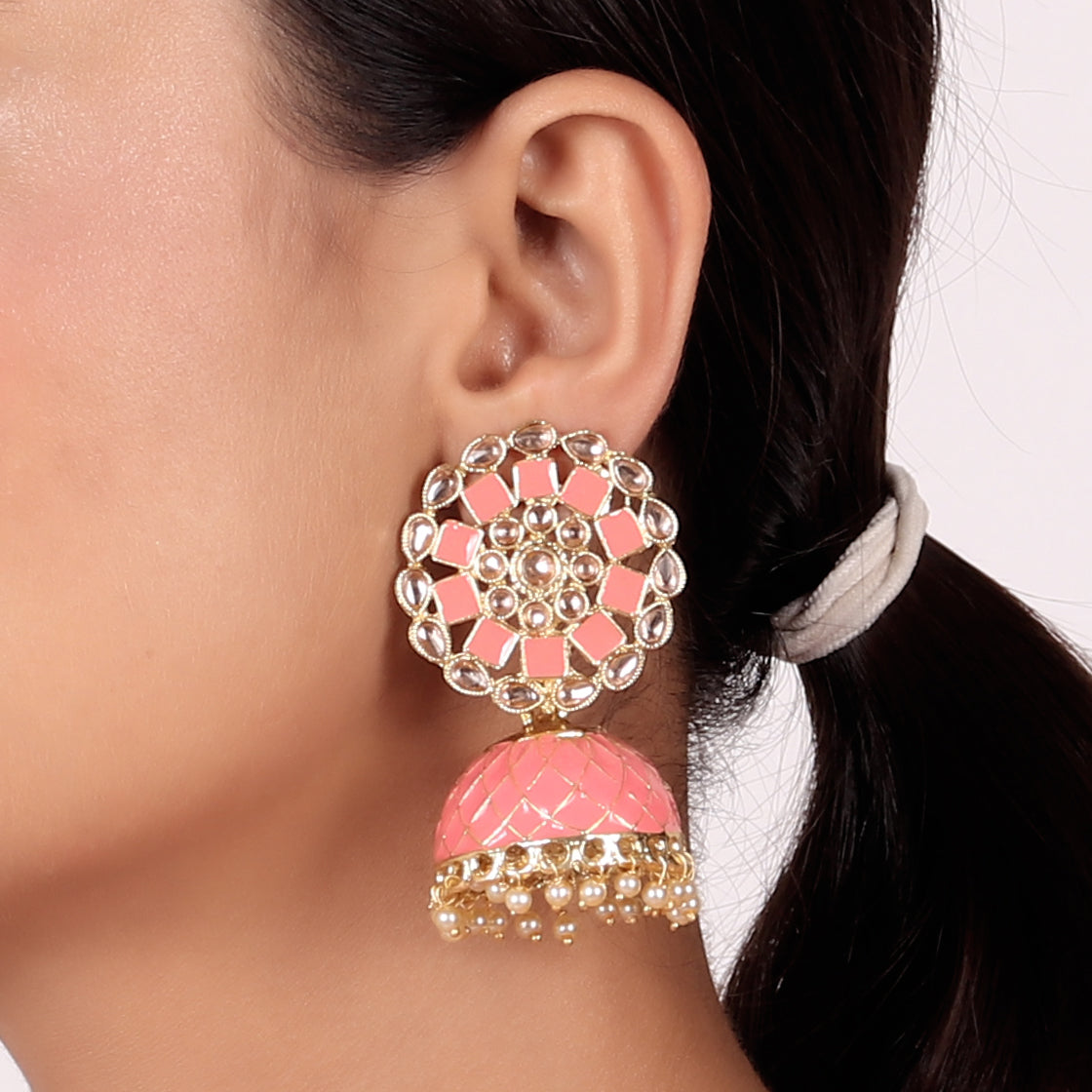 Beautifully Enamelled Traditional Jhumki Earring