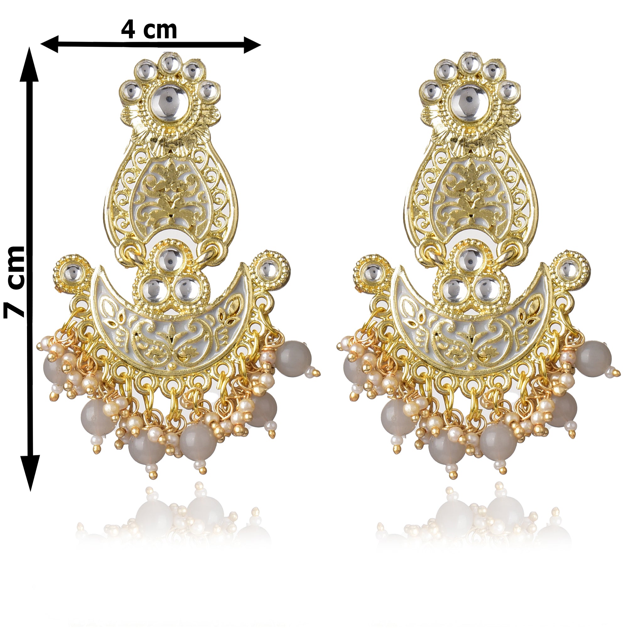 Pearls Enameling Multiple Layered Chandbali Earring