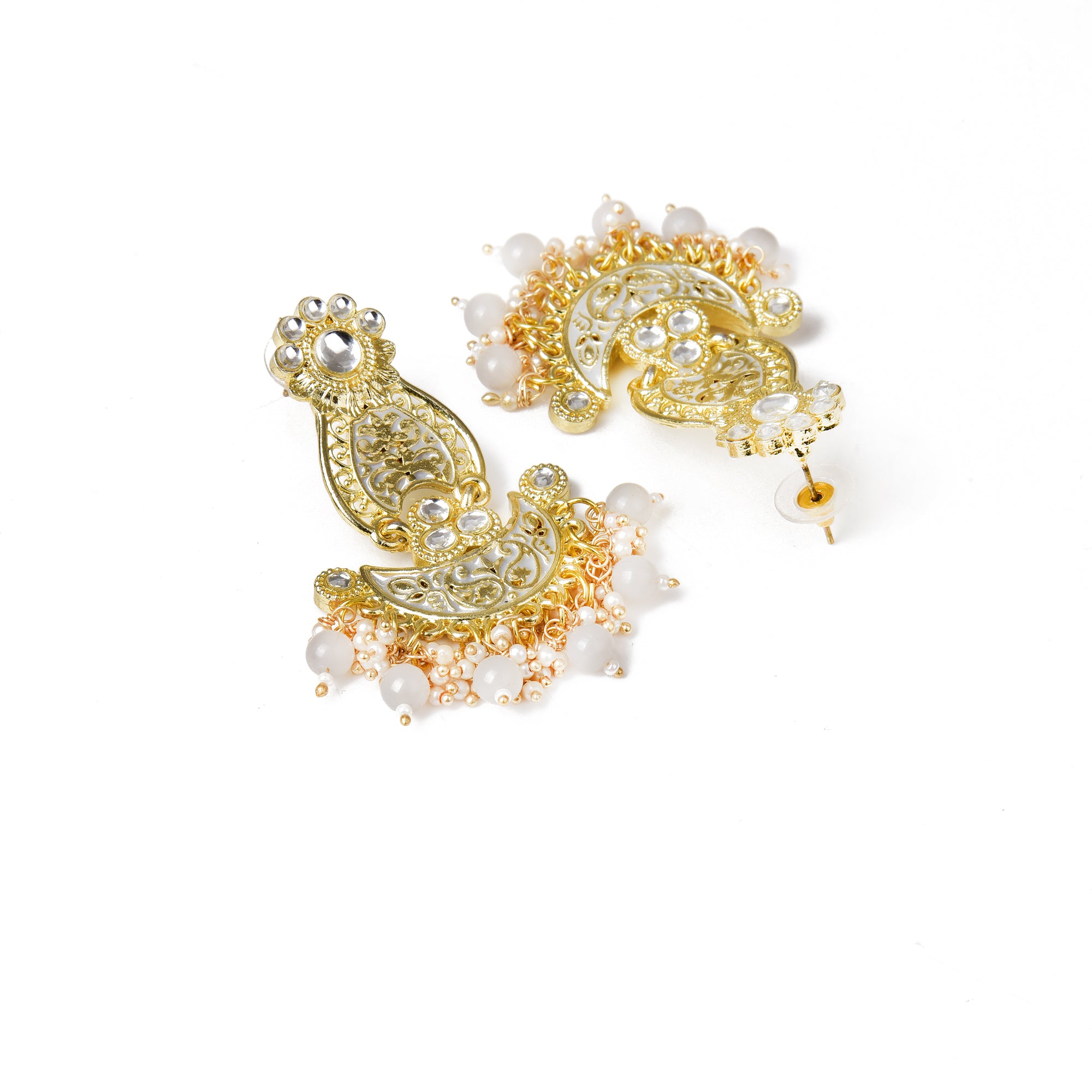 Pearls Enameling Multiple Layered Chandbali Earring