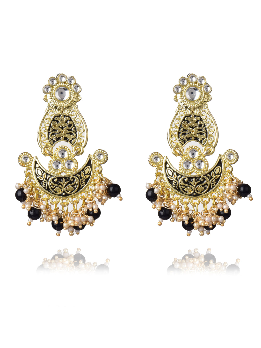 Pearls Enamelling Mutiple Layered Chandbali Earring