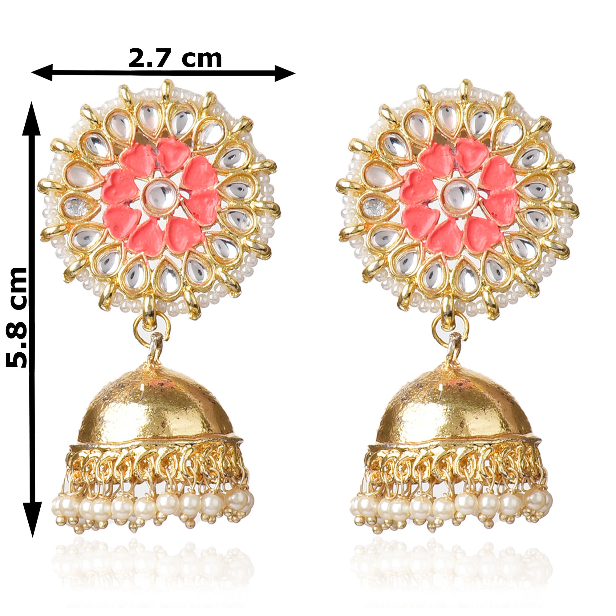 Graceful Gold Plated Kundan & Pearls Traditional Jhumki Earring