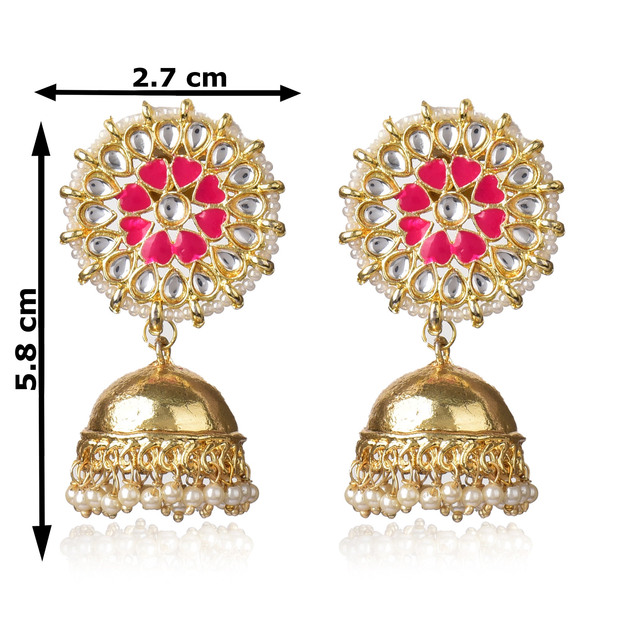 Graceful Gold Plated Kundan & Pearls Traditional Jhumki Earring