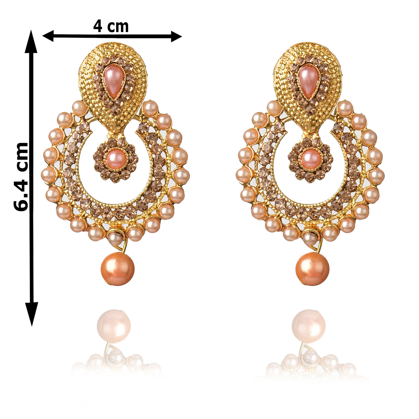 Royal High Quality Golden Color Earrings with Beautiful Pink Color Pea –  Sulbha Fashions