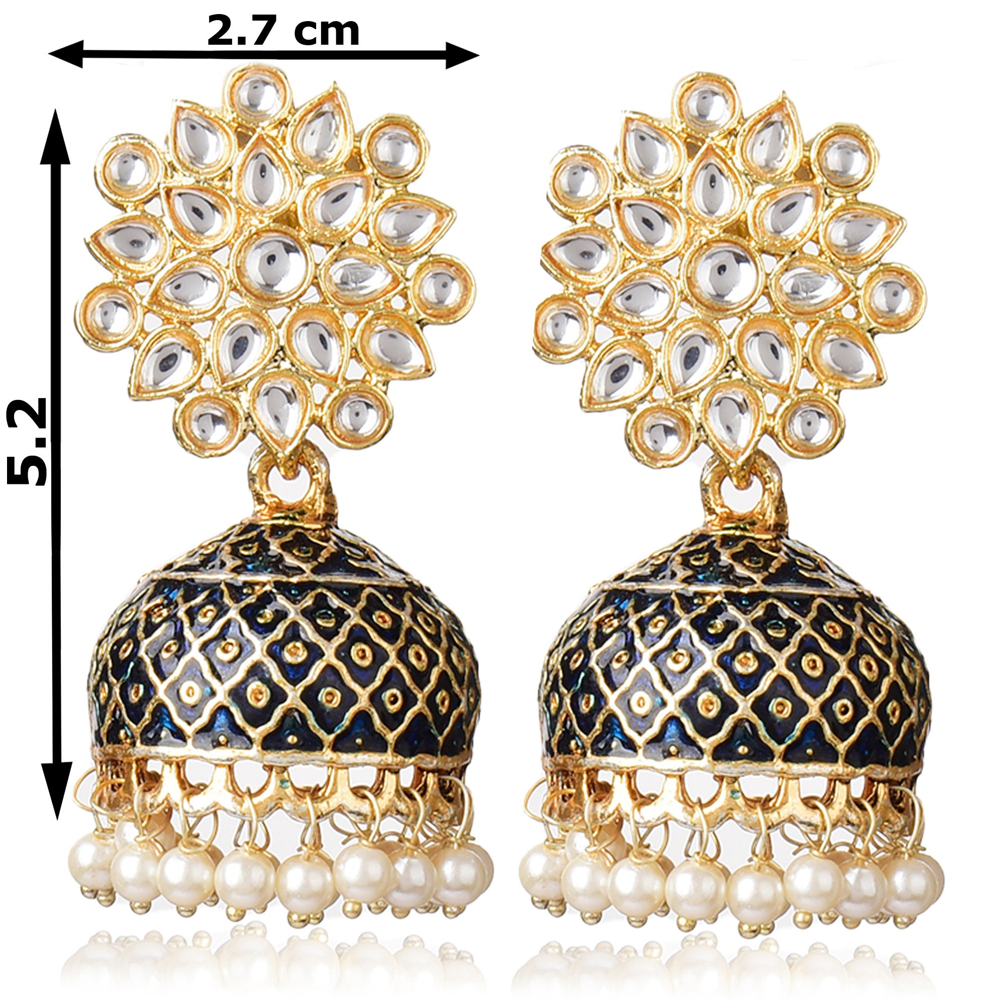 Gold Plated Brass Kundan Stones Earrings