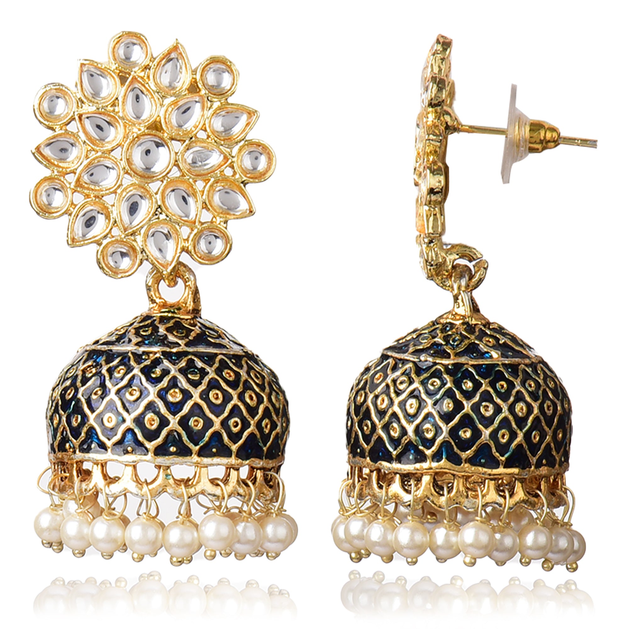 Gold Plated Brass Kundan Stones Earrings