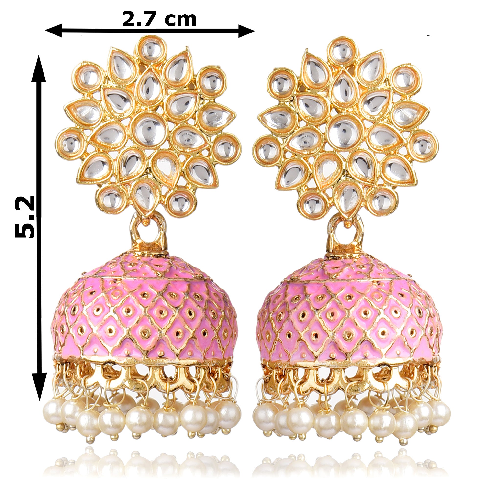 Gold Plated Brass Kundan Stones Earrings